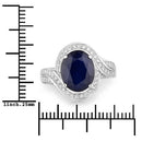 4.69 Carat Genuine Blue Sapphire and White Diamond 14K White Gold Ring