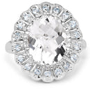 5.90 Carat Genuine Crystal Quartz and Swiss Blue Topaz .925 Sterling Silver Ring