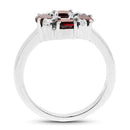 2.02 Carat Genuine Garnet & White Topaz .925 Sterling Silver Ring