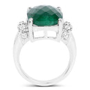 8.50 Carat Dyed Emerald and White Topaz .925 Sterling Silver Ring