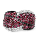 3.06 Carat Genuine Ruby & White Topaz .925 Sterling Silver Ring
