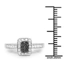 0.35 Carat Genuine Black Diamond and White Diamond .925 Sterling Silver Ring