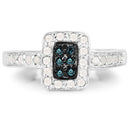 0.36 Carat Genuine Blue Diamond and White Diamond .925 Sterling Silver Ring