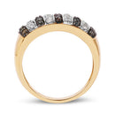 14K Yellow Gold Plated 0.84 Carat Genuine Multi Diamond .925 Sterling Silver Ring