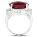 13.10 Carat Dyed Ruby and White Topaz .925 Sterling Silver Ring