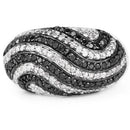 1.26 Carat Genuine Black Diamond and White Diamond .925 Sterling Silver Ring