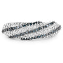 1.25 Carat Genuine Blue Diamond & White Diamond .925 Sterling Silver Ring