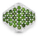 2.41 Carat Genuine Chrome Diopside and White Topaz .925 Sterling Silver Ring