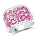 3.04 Carat Genuine Ruby & White Topaz .925 Sterling Silver Ring