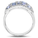 2.62 Carat Genuine Tanzanite and White Topaz .925 Sterling Silver Ring