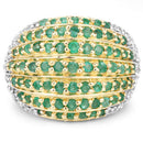 2.16 Carat Genuine Emerald and White Topaz .925 Sterling Silver Ring