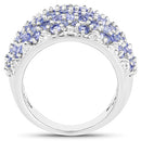 3.01 Carat Genuine Tanzanite and White Diamond .925 Sterling Silver Ring