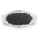 0.46 Carat Genuine Black Diamond and White Diamond .925 Sterling Silver Ring