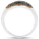 0.45 Carat Genuine Green Diamond and Yellow Diamond .925 Sterling Silver Ring