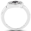 0.20 Carat Genuine Black Diamond and White Diamond .925 Sterling Silver Ring