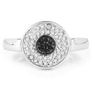 0.20 Carat Genuine Black Diamond and White Diamond .925 Sterling Silver Ring