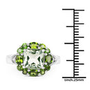 3.49 Carat Genuine Green Amethyst, Chrome Diopside & White Topaz .925 Sterling Silver Ring