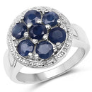 2.10 Carat Genuine Blue Sapphire .925 Sterling Silver Ring