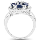 2.10 Carat Genuine Blue Sapphire .925 Sterling Silver Ring