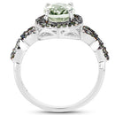2.09 Carat Genuine Green Amethyst & Green Diamond .925 Sterling Silver Ring