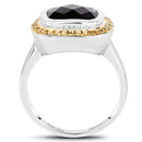 3.67 Carat Genuine Smoky Quartz and Yellow Diamond .925 Sterling Silver Ring
