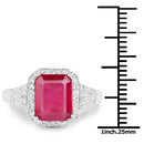 4.55 Carat Glass Filled Ruby and White Topaz .925 Sterling Silver Ring