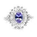 2.01 Carat Genuine Tanzanite and White Topaz .925 Sterling Silver Ring