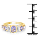 14K Yellow Gold Plated 1.64 Carat Genuine Tanzanite & White Topaz .925 Sterling Silver Ring