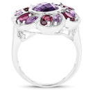 3.52 Carat Genuine Amethyst & Rhodolite .925 Sterling Silver Ring