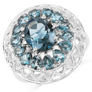 5.98 Carat Genuine London Blue Topaz .925 Sterling Silver Ring