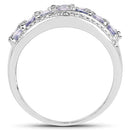 1.44 Carat Genuine Tanzanite & White Topaz .925 Sterling Silver Ring