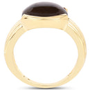 14K Yellow Gold Plated 4.89 Carat Genuine Smoky Quartz .925 Sterling Silver Ring