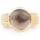 14K Yellow Gold Plated 4.89 Carat Genuine Smoky Quartz .925 Sterling Silver Ring