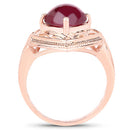 14K Rose Gold Plated 3.15 Carat Genuine Glass Filled Ruby .925 Sterling Silver Ring