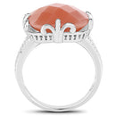 12.75 Carat Genuine Peach Moonstone .925 Sterling Silver Ring
