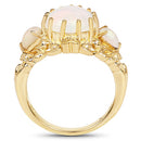 14K Yellow Gold Plated 3.26 Carat Genuine Ethiopian Opal .925 Sterling Silver Ring