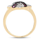 14K Yellow Gold Plated 0.57 Carat Genuine Ruby and White Cubic Zirconia .925 Sterling Silver Ring