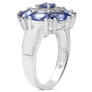2.58 Carat Genuine Tanzanite & White Topaz .925 Sterling Silver Ring