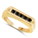 14K Yellow Gold Plated 0.50 Carat Genuine Black Diamond .925 Sterling Silver Ring