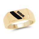 14K Yellow Gold Plated 0.12 Carat Genuine Black Diamond .925 Sterling Silver Ring