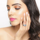 4.98 Carat Genuine Blue Topaz and London Blue Topaz .925 Sterling Silver Ring