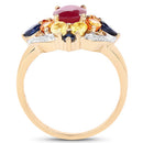 14K Yellow Gold Plated 3.76 Carat Genuine Multi Stone .925 Sterling Silver Ring
