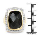 14K Yellow Gold Plated 11.00 Carat Genuine Black Onyx .925 Sterling Silver Ring