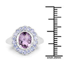 2.53 Carat Genuine Amethyst and Tanzanite .925 Sterling Silver Ring