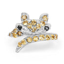 1.00 Carat Genuine Citrine & Black Spinel .925 Sterling Silver Ring