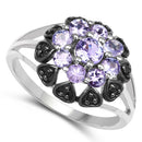 1.18 Carat Genuine Tanzanite and Black Spinel .925 Sterling Silver Ring