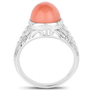 6.00 Carat Genuine Peach Moonstone .925 Sterling Silver Ring
