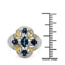 Two Tone Plated 1.45 Carat Genuine London Blue Topaz .925 Sterling Silver Ring