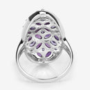 3.13 Carat Genuine Amethyst, Tanzanite and White Topaz .925 Sterling Silver Ring
