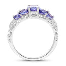1.63 Carat Genuine Tanzanite .925 Sterling Silver Ring